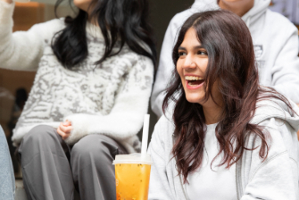 Female student laughing