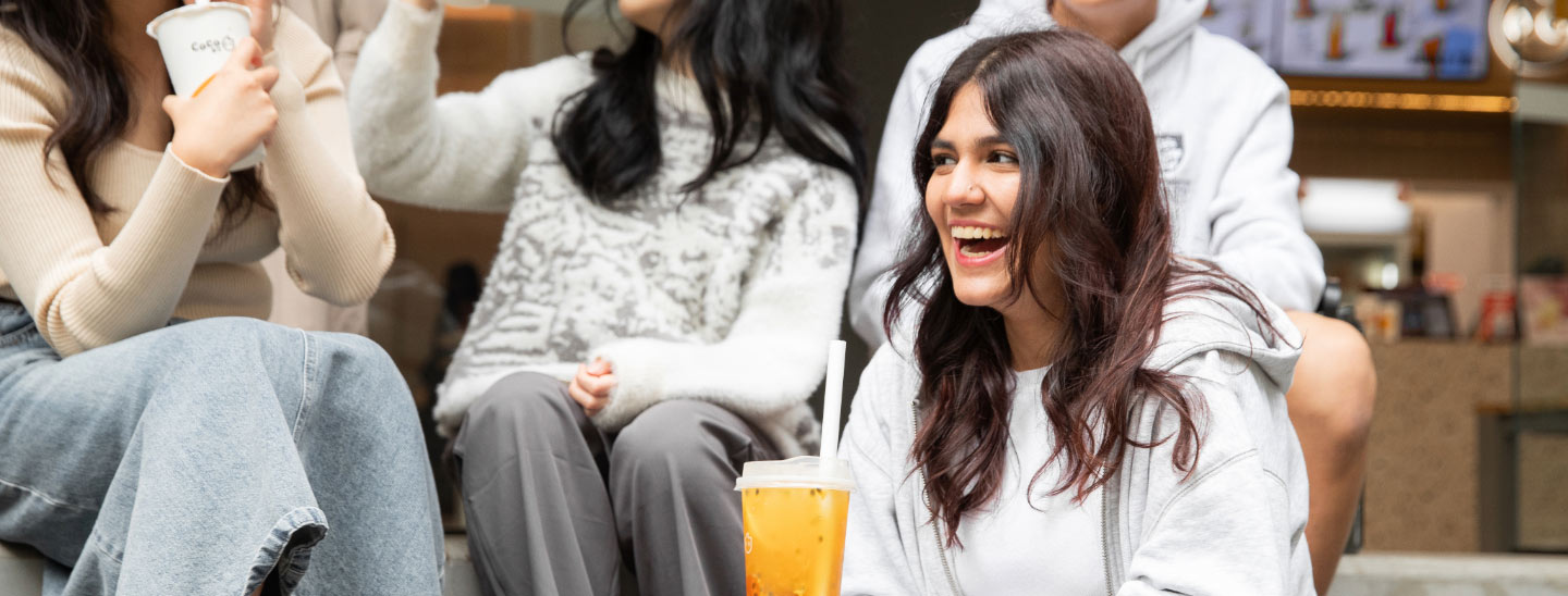 Female student laughing