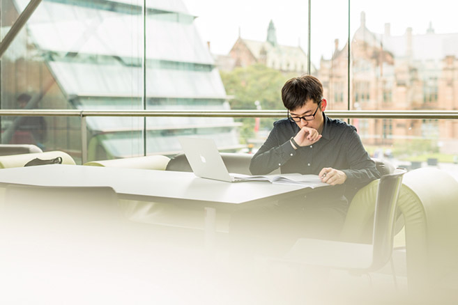 Student sitting in classroom working