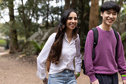 Students walking around together outside